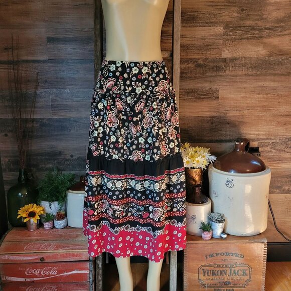 Vtg Requirements Skirt Size 14 Floral Ruffle Midi Maxi Boho Western 90's Y2K - Picture 1 of 12